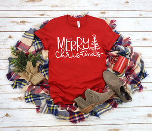 Merry Christmas Tree Ladies Shirt, Merry Christmas Graphic Tee