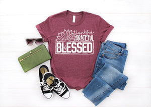 Thankful Grateful Blessed Sunflower Shirt, Thanksgiving shirt, Fall Shirt