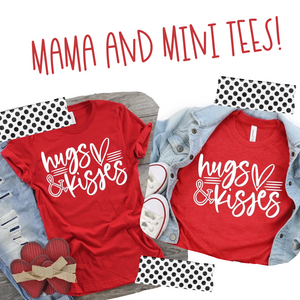 Valentines Day Hugs and Kisses Mommy and Me shirts