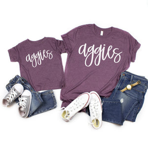 Aggies Game Day shirt, Texas A&M Family shirts, vinyl shirt, crew neck triblend tee, color options, Aggie Football game day shirt