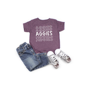 AGGIES stacked game day shirt, Texas A&M Family shirts, vinyl shirt, crew neck triblend tee, color options, Aggie Football game day shirt