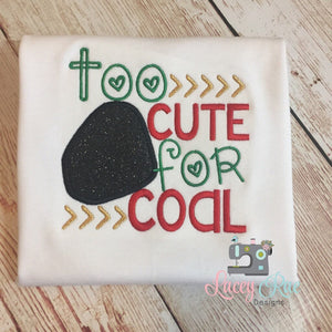 Too cute for coal girl shirt, Christmas shirt, toddler or little girl shirt, Santa Shirt