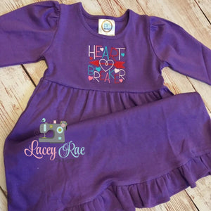 Toddler or little girl Valentines dress or outfit , Valentine's Day dress, Monogrammed ruffle dress, heart breaker purple dress