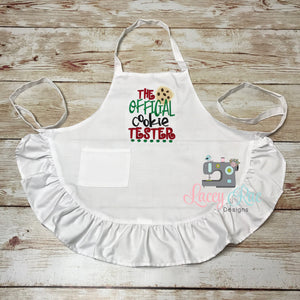 The official cookie tester Kids ruffle apron, personalized kids apron, Monogrammed kids apron, christmas apron