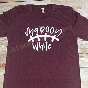 Maroon and White Aggies shirt, game day shirt, Texas A&M shirt, vinyl shirt, crew neck triblend tee, color options