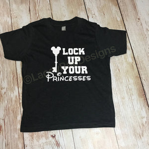 Lock up your princesses youth triblend tee, crew neck , color options, boys tee, Disney shirt,  Boys disney shirt