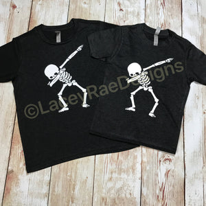 Dabbing skeleton youth shirt, vinyl shirt, crew neck tee, color options
