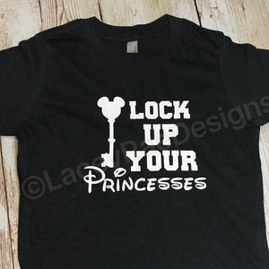 Lock up your princesses youth triblend tee, crew neck , color options, boys tee, Disney shirt,  Boys disney shirt