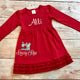Toddler or little girl valentines dress or outfit, personalized Valentines dress, Monogrammed red ruffle dress, Santa outfit