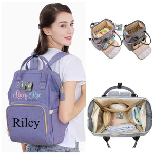 Personalized Multi-pocket diaper bag backpack