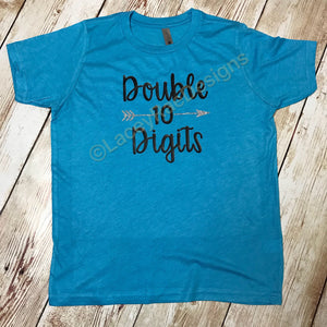 Double digits 10th birthday youth triblend tee, crew neck , color options, girls tee, 10th Birthday shirt,  Tenth Birthday