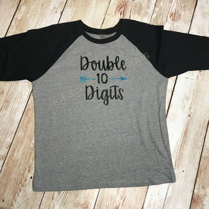 Double digits 10th birthday youth triblend tee, crew neck , color options, girls tee, 10th Birthday shirt,  Tenth Birthday
