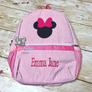 Minnie mouse Pink Seersucker Preschool Backpack for Girls