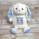Personalized Stuffed Animal blue polka Bunny Rabbit, Monogrammed, Little Elska, Baby Shower Gift, Appliqué, Birth announcement, Birth stats
