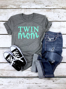 Twin mom shirt, Mom of Twins Graphic tee, crew neck or v neck triblend tee, color options, Ladies graphic tee, Womens Tee, mom shirt