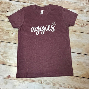 Aggies game day youth shirt, game day shirt, Texas A&M shirt, vinyl shirt, crew neck triblend tee, color options