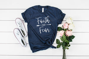 Faith over Fear Ladies Graphic Tee, crew neck or v neck triblend tee, color options, Ladies tee, Womens Tee, Christian graphic tee