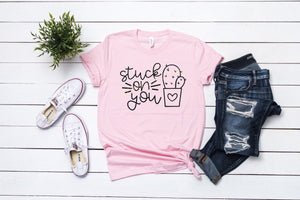 Stuck on You cactus Valentines day shirt, crew or v-neck, Women's Valetines Tee, Valentines Day Graphic Tee, Heart Day graphic tee