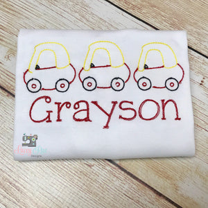 Personalized cozy coupe boys shirt,  custom boys truck or car shirt, Embroidered boys Shirt, Vintage Sketch Embroidered Boys shirt