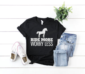 Ride more worry less shirt, horse graphic tee, color options, Horse shirt, Horse Lover, Horse Gift, Equestrian shirt, Horse mom shirt