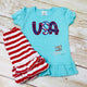 Patriotic outfit for Girls, patriotic girls shirt, USA shirt, 4th of July outfit, Patriotic embroidery, 4th of July Ruffle shirt and shorts