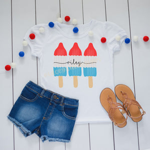 Girls Patriotic Popsicle Shirt, 4th of July Shirt, Toddler Patriotic Shirt, Toddler Summer shirt, Patirotic Sublimation shirt