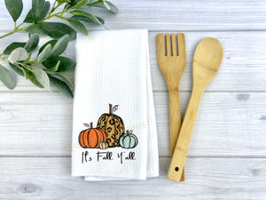 Its Fall Yall Pumpkin dish Towel, Personalized tea towel, Fall Home Decor, Custom tea towel, Farmhouse Decor, Housewarming gift