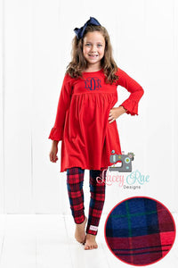 Monogrammed Toddler or little girl Christmas tunic dress outfit , Christmas tunic Dress, Monogrammed red ruffle tunic dress,  outfit