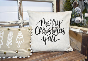 Merry Christmas yall Pillow Cover, Christmas Decor, Christmas Pillow Cover, Farmhouse Decor, Christmas Pillow, Christmas Home Decor