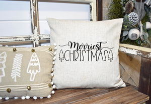 Merriest Chirstmas Pillow Cover, Merry Christmas Decor, Winter Pillow Cover, Farmhouse Decor, Christmas Pillow, Christmas Home Decor