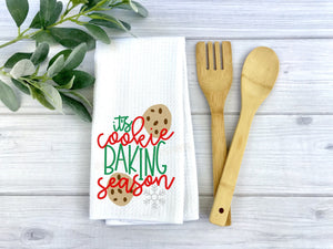 Its Cookie Baking Season tea Towel, Personalized tea towel, Christmas Home Decor, Custom tea towel, Farmhouse Decor, Christmas gift