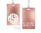 Rose Gold Monogrammed luggage tag, Custom Luggage Tag, Monogrammed Gift, Personalized Luggage Tag, Bag Tag, Suitcase Travel Tag