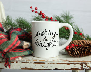 Merry and Bright Coffee mug, 11oz or 15 oz mug, Christian coffee mug, Christmas gift, Christmas coffee mug, coffee cup, Holiday Mug