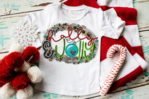 Holly and Jolly Christmas Shirt, Girls graphic tee, Girls Printed shirt, sublimation, personalized holiday gift, Holiday shirt