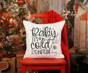 Baby Its cold outside Pillow Cover, Christmas Decor, Winter Pillow Cover, Farmhouse Decor, Christmas Pillow, Christmas Home Decor