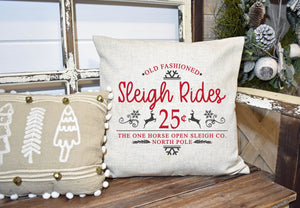 Sleigh Rides Vintage pillow Cover, Christmas Decor, Winter Pillow Cover, Farmhouse Decor, Christmas Pillow, Christmas Home Decor