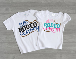 Little Rodeo Cowboy or Cowgirl shirt, rodeo shirt for kids, rodeo sibling shirts, toddler rodeo shirt, cowgirl or cowboy tee