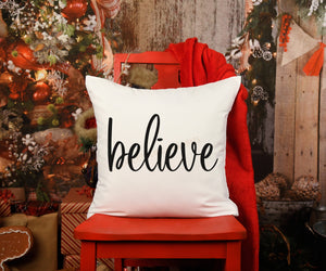 Believe Pillow Cover, Christmas Decor, Christmas Pillow Cover, Farmhouse Decor, Christmas Pillow, Christmas Home Decor