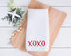XOXO Valentines dish Towel, Personalized tea towel, Valentines Home Decor, Custom tea towel, Farmhouse Decor, Housewarming gift