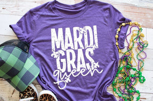 SALE!!! Mardi Gras Queen shirt, Mardi Gras Screen print shirt, Mard Gras Shirt, Mardi Gras Graphic Tee, Beads, Fat Tuesday shirt