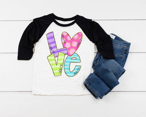 LOVE Valentines Day shirt, Personalized Valentines Shirt, toddler or little girls valentines shirt, Girls valentines day shirt