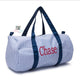 Personalized Navy Seersucker Duffel Bag