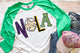 NOLA Mardi Gras Ladies Raglan, Mardi Gras Screen print shirt, Mard Gras Shirt, Mardi Gras Graphic Tee, Beads, Fat Tuesday shirt,