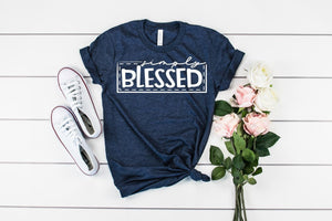 Simply blessed Ladies Christian shirt, crew or v-neck, Women's Christian Tee, Christian Graphic Tee, Gift for her, Christian gift