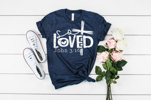 So Loved Ladies Christian quote shirt, crew or v-neck, Women's Christian Tee, Christian Graphic Tee, Gift for her, Christian gift