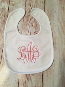 Monogrammed baby bib, personalized baby bib, Going home outfit