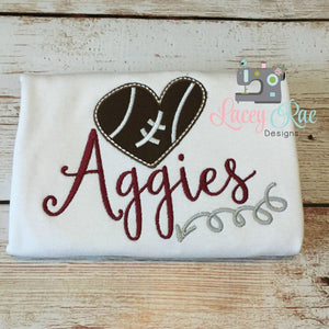 Texas Aggies Game Day shirt, Texas A&M toddler shirt, football heart shirt