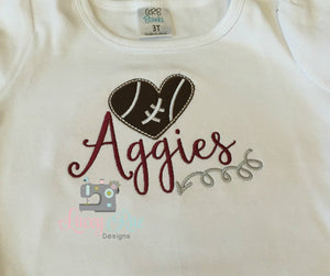 Texas Aggies Game Day shirt, Texas A&M toddler shirt, football heart shirt