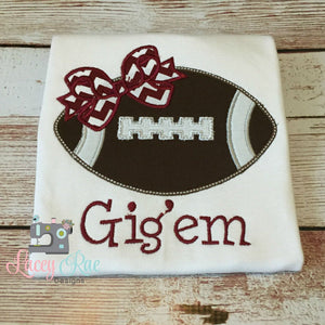 Texas Aggies Game Day shirt, Texas A&M toddler shirt, school age shirt.  Football with bow game day shirt
