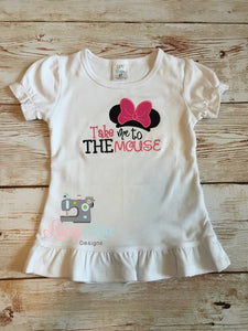 Take Me to the Mouse Embroidered Shirt pink, Disney Trip, Disneyland, Disney World, Mickey Mouse, Customized Embroidery
